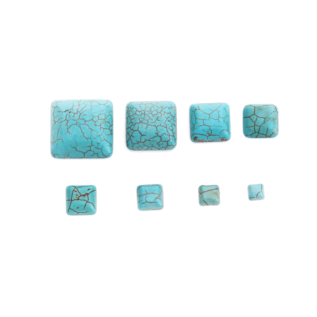 10pcs/lot 6/8/10/12/14/16mm Half Square Blue Created Flatback Cabochons Beads DIY Natural Stone Beads Jewelry Findings Making