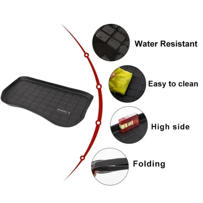 TPE Pad Front Rear Mat For Tesla Model 3 Model Y Mat Interior Accessories Trunk Cargo Tray Floor Mat with Model3 LOGO Trunk Mats
