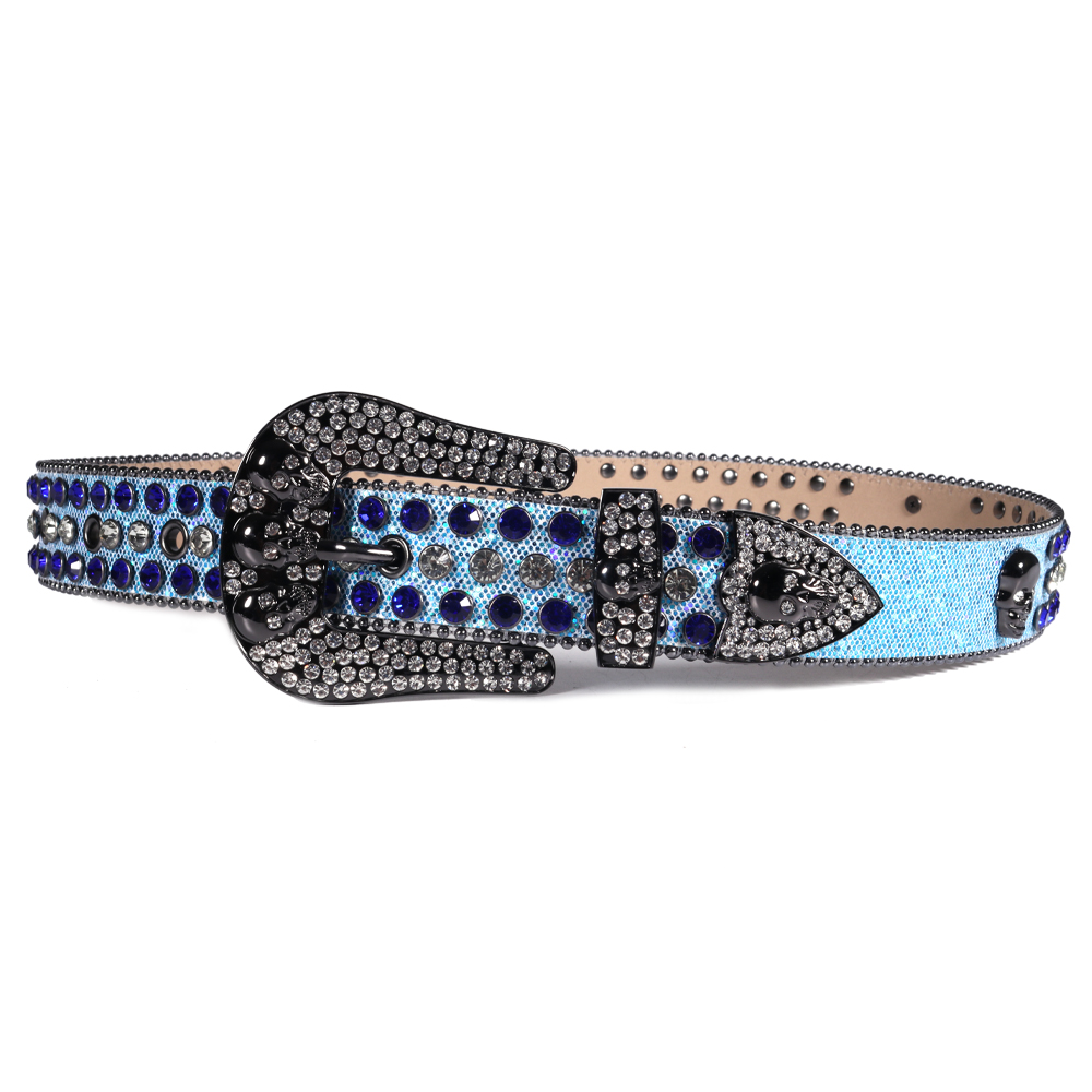 New Designer Rhinestone Belt Western Skull Belt With Diamond Woman Man Quality Strap Cinturones Para Mujer Cinto De Strass Jeans