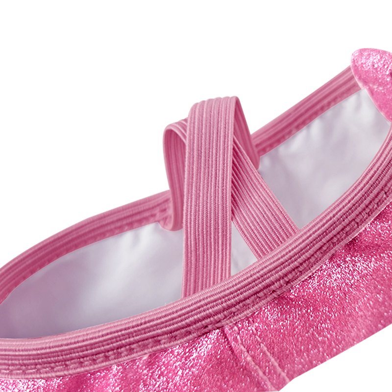 Girls Ballet Shoes Glitter Pink Flat Ballet Dancing Slippers Dance Shoes For Adult Women Kids Children