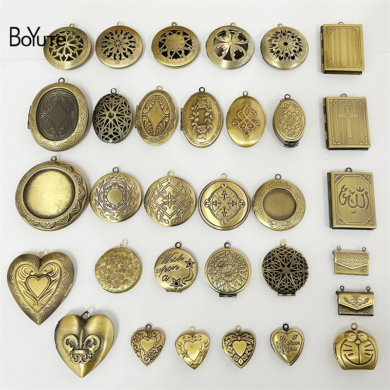 BoYuTe Zakka Diy Handmade Jewelry Materials Antique Bronze Brushed Floating Openable Photo Locket Pendant