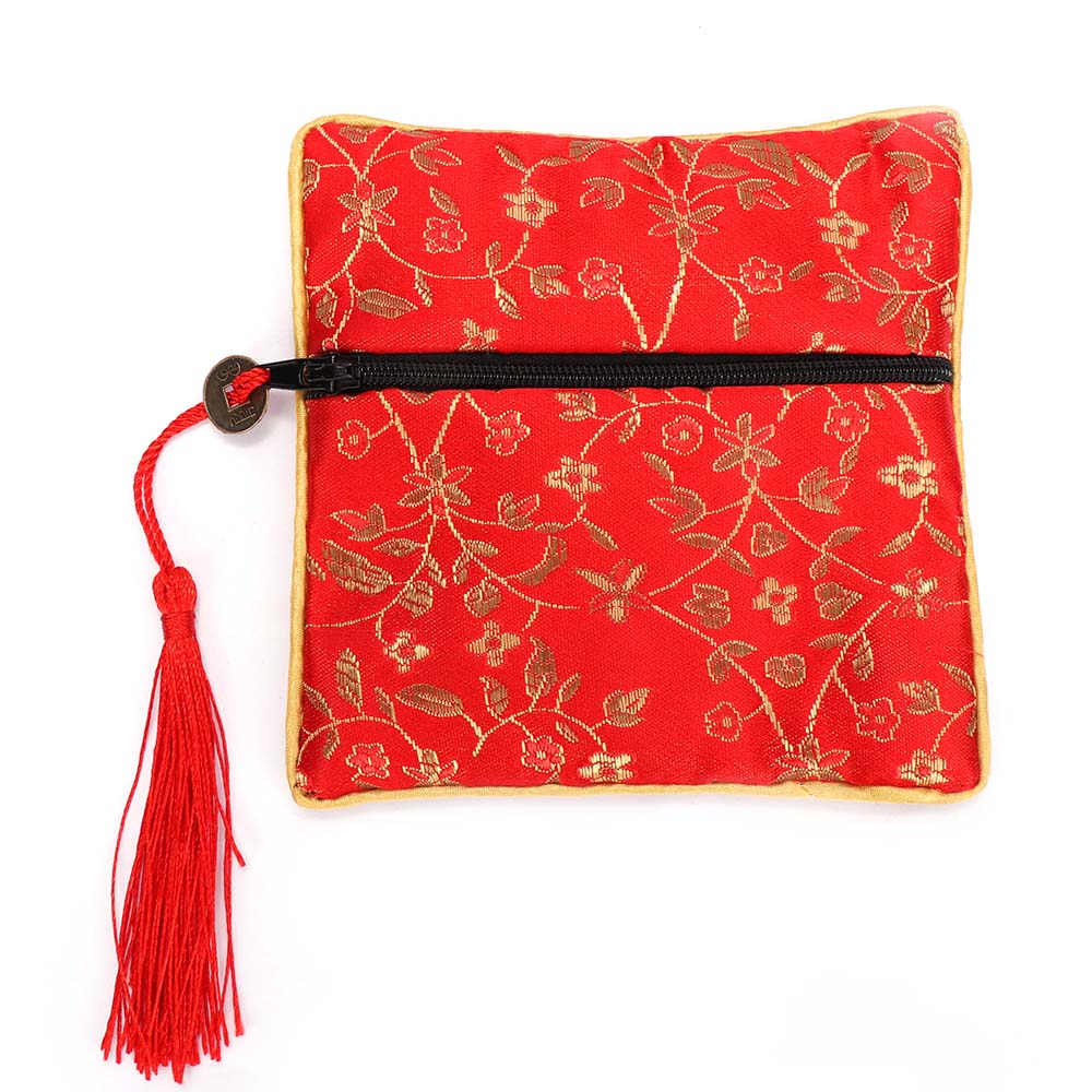 1 Pcs Silk Brocade Tassel Fabric Floral Jewelery Bag Packaging Trendy Exquisite Quartet Handbags Jewelry Tips Bag High Quality
