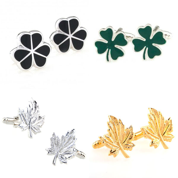 Trendy Clover Leaf Cufflink Cuff Link Free Shipping