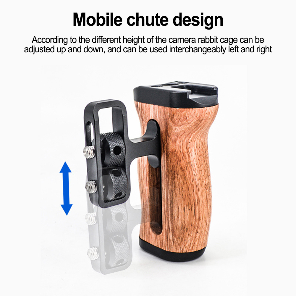 Universal Portable DSLR Camera Mount Cage Wooden Side Grip Handle Mini Handgrip 1/4 Screws Cold Shoe Photography