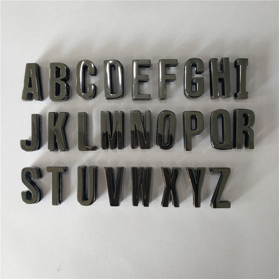 1pc A-Z 18mm Chrome Color Slide Letter Rose Gold Black Color English Alphabet Fit For DIY Wristband Bracelet & Pet Collars