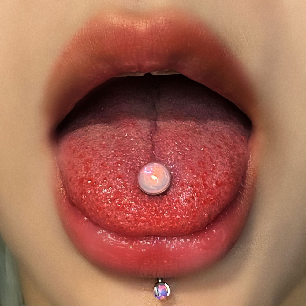 Body Piercings Jewelry For Women Sexy Titanium Tongue Piercing Punk Rings For Teens Septum Fake Goth Femme Opal Tongue Stud