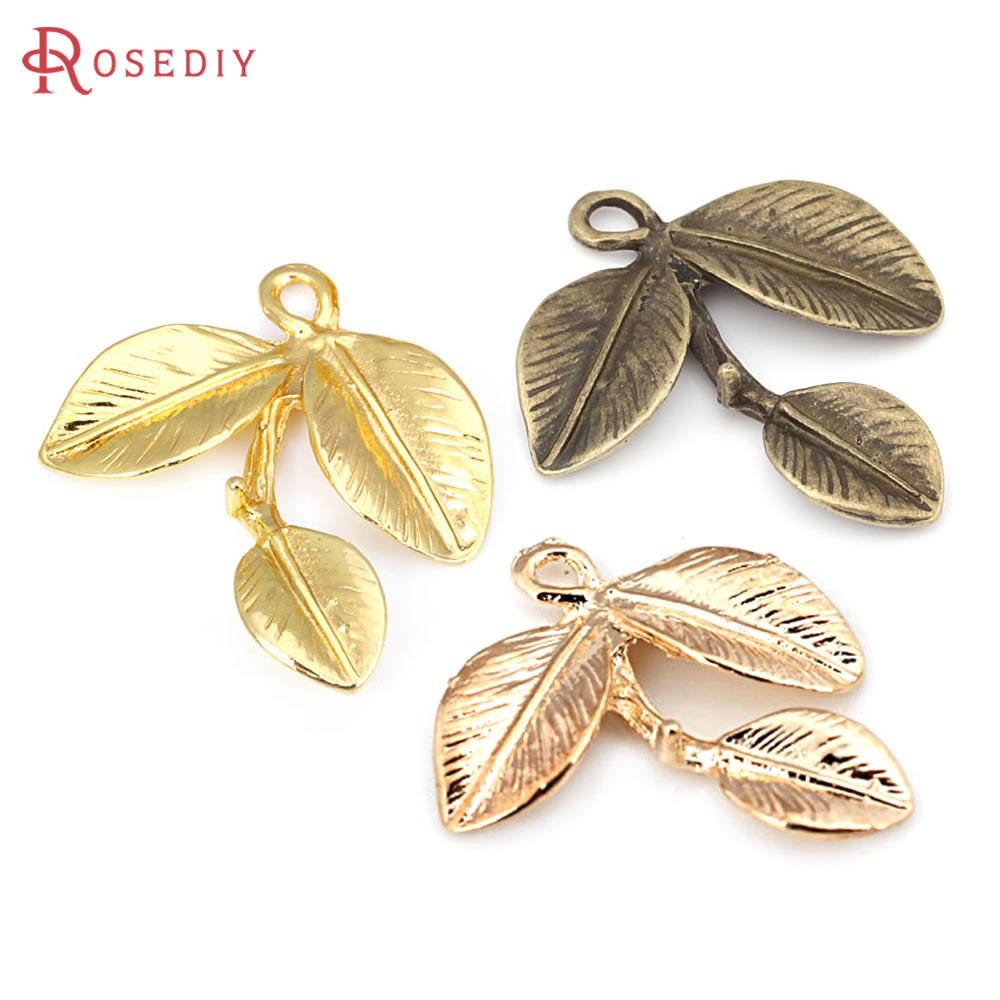 20PCS Gold Color Zinc Alloy Tree Leaf Leaves Charms Pendants High Quality Diy Jewelry Making Necklace Earrings Accessories