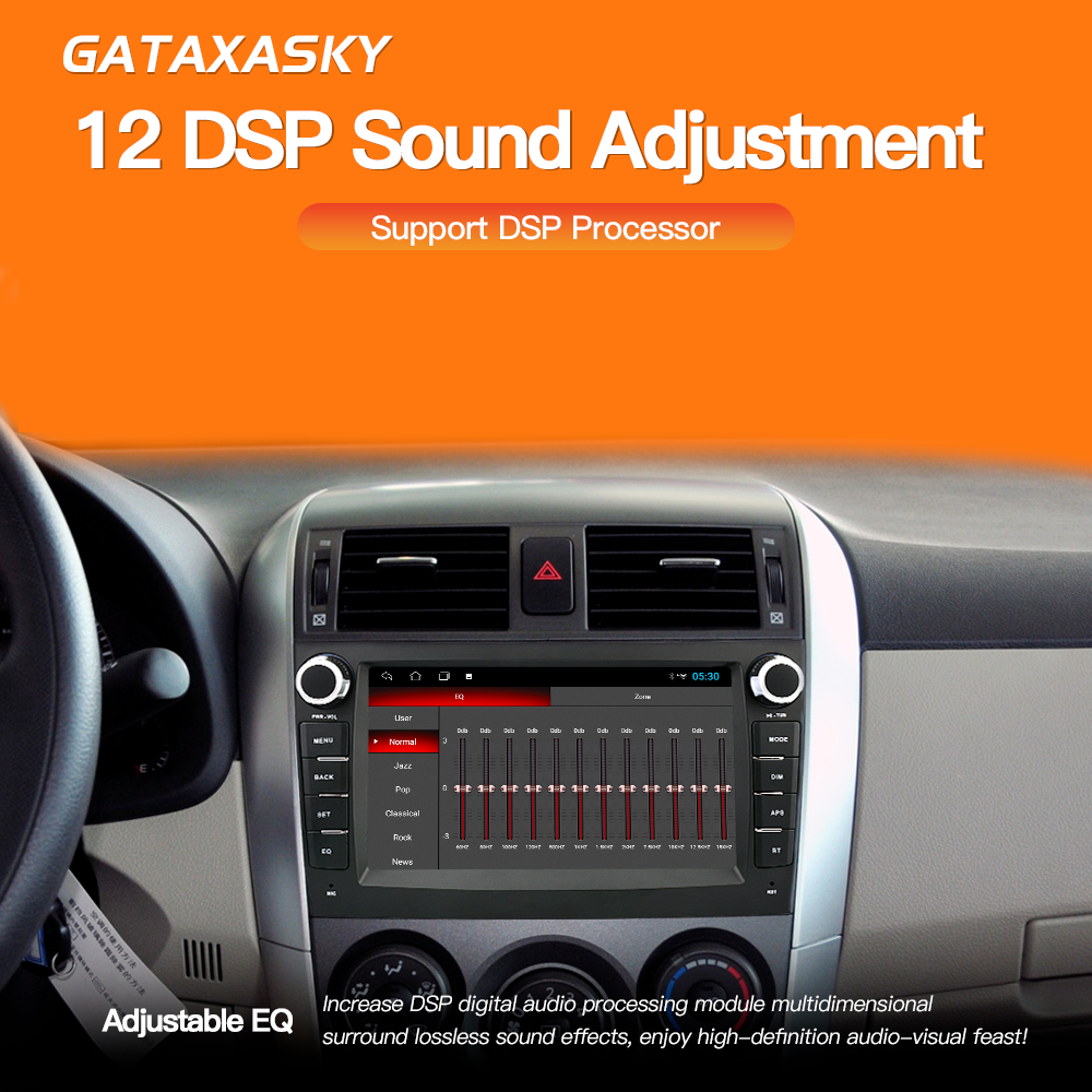 GATAXASKY 8'' Android Car Stereo Radio for Toyota Corolla E140/150 2007 2008 2009 2010 2011 2012 2013 Multimedia Player Speakers