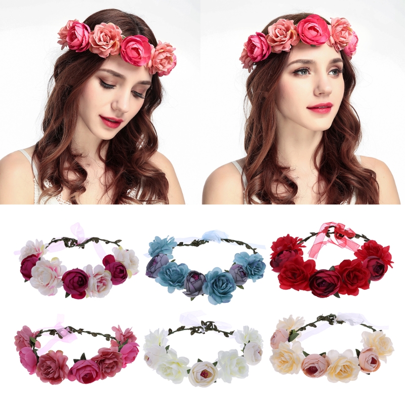 Women Flower Wreath Crown Floral Wedding Garland Headband Bridal Hair Accessory