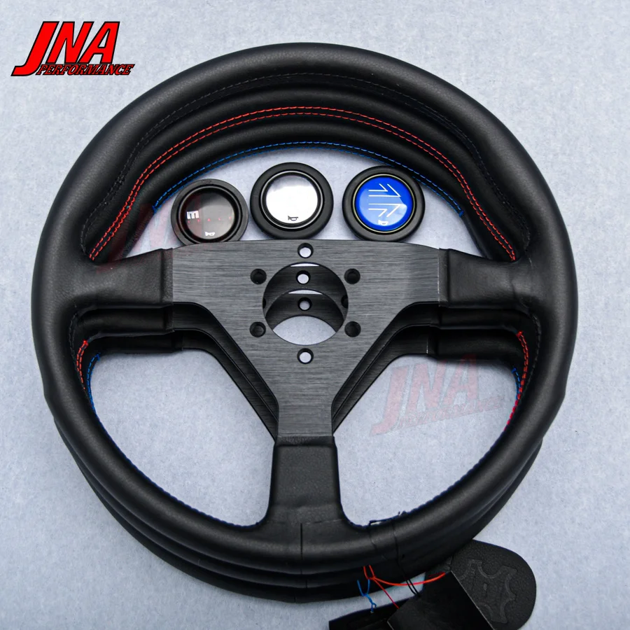 For Honda Classic Modified Car Steering Wheel Microfiber Leather JDM Racing Sport Steering Wheel Red/Blue/Black Stitches PC-ST51