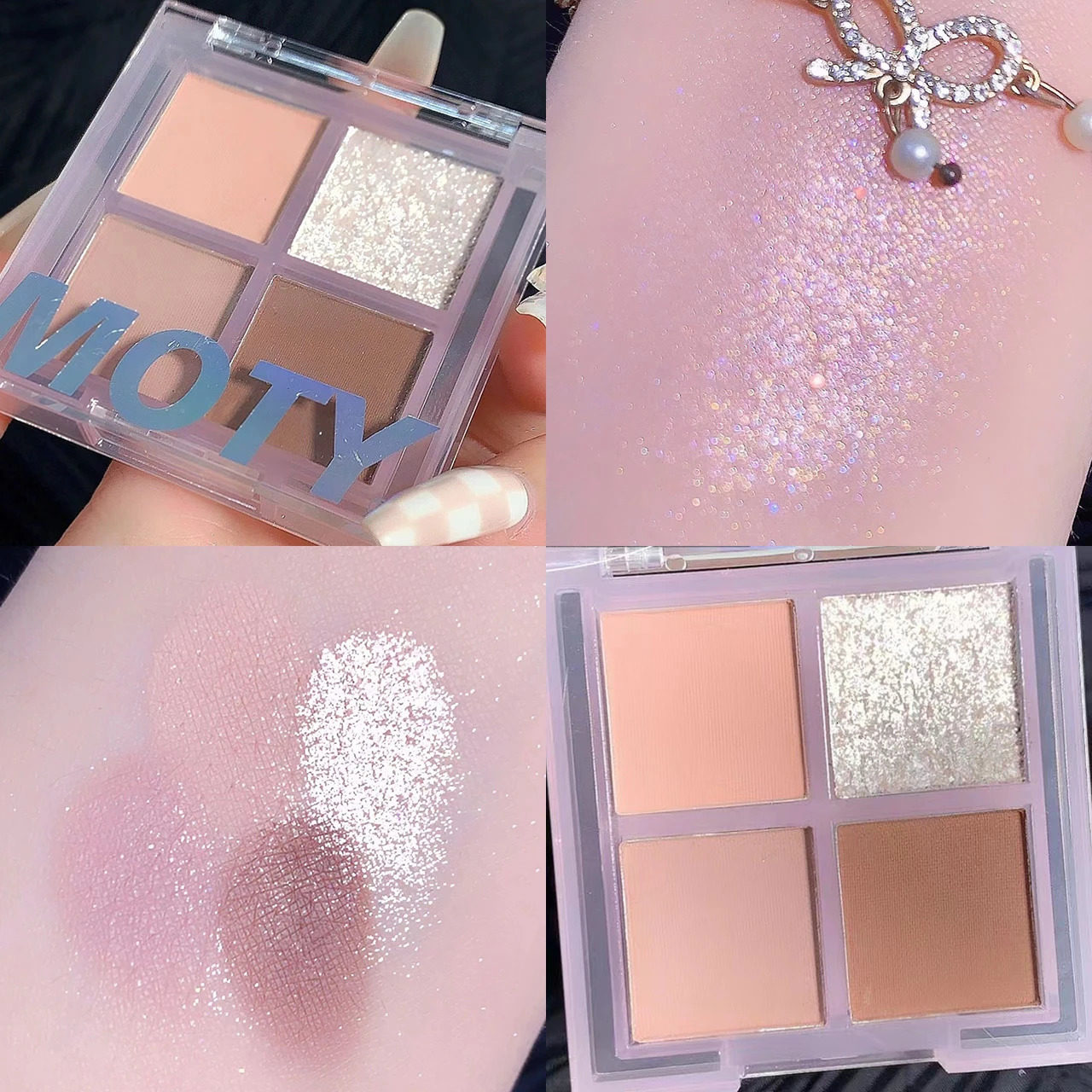 4 Color Matte Eyeshadow Palette Easy To Color Nude Pearlescent Earthy Shiny Eye Shadow Pallete Pigments Shine Eyes Makeup 240624
