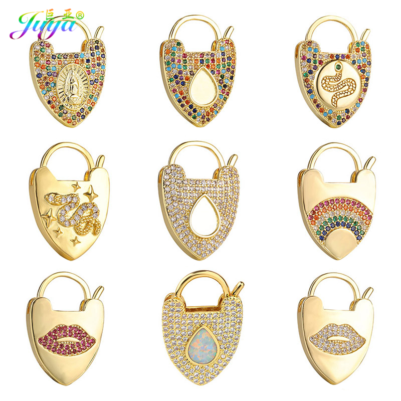 Juya DIY Heart Snake Tiger Rainbow Saint Virgin Screw Carabiners Locket Clasps Accessories For Handmade Charms Jewlery Making