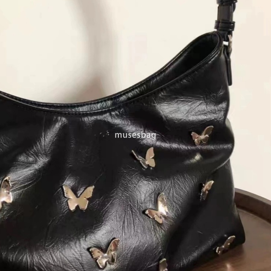 High quality niche spicy cool style three-dimensional butterfly bag new fashionable metal texture handbag light luxury commuting underarm bag