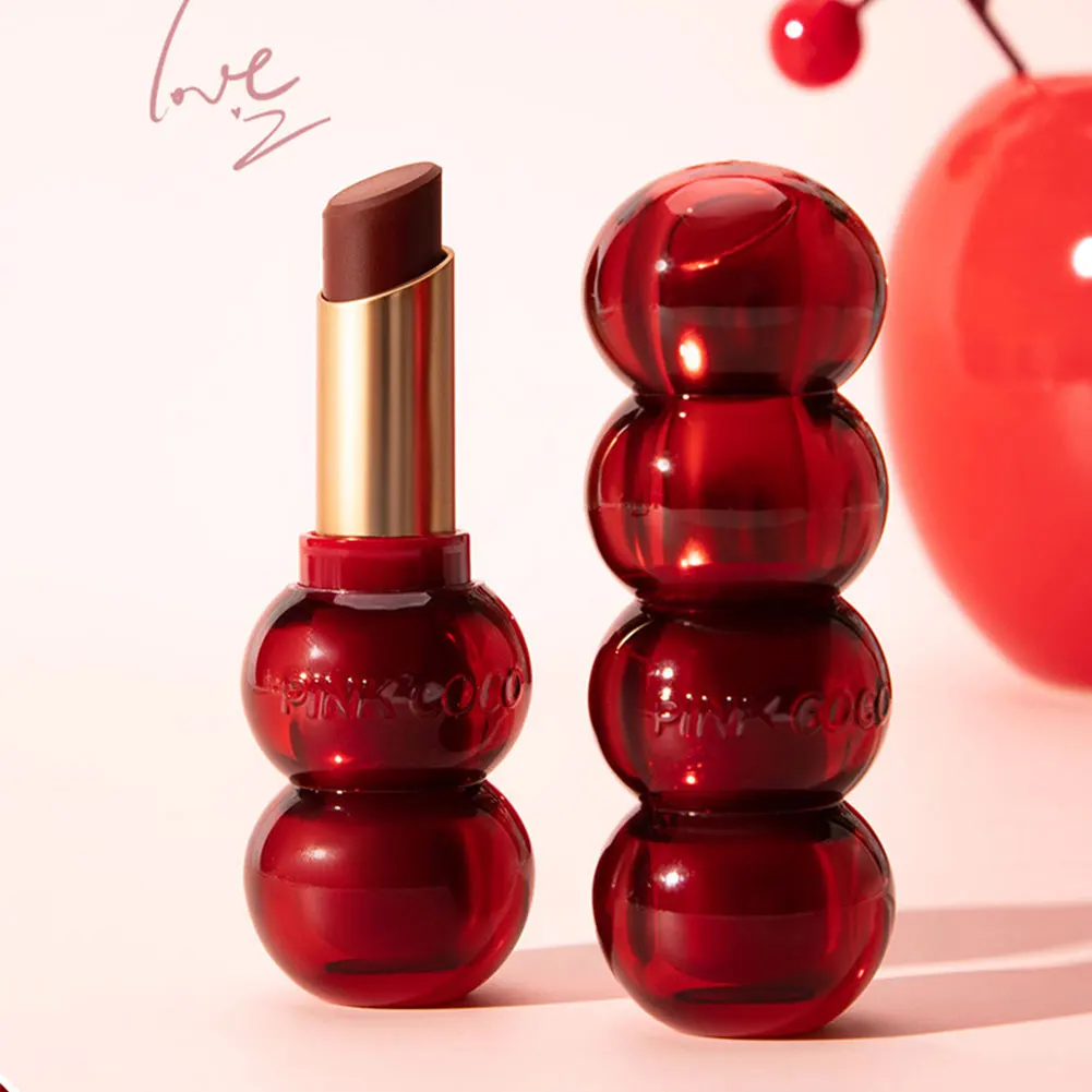 Cute Gourd Shape Matte Lipstick Smoked Brown Red Solid Lip Gloss Waterproof Long Lasting Tinted Balm Velvet Lip Makeup Pen