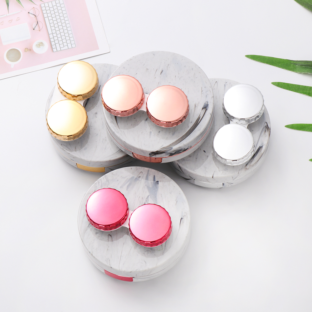 1Pc Hot Cute Marble Stripe Contact Lens Case Travel Glasses Lenses Box For Unisex Eyes Care Kit Holder Container Support Gift