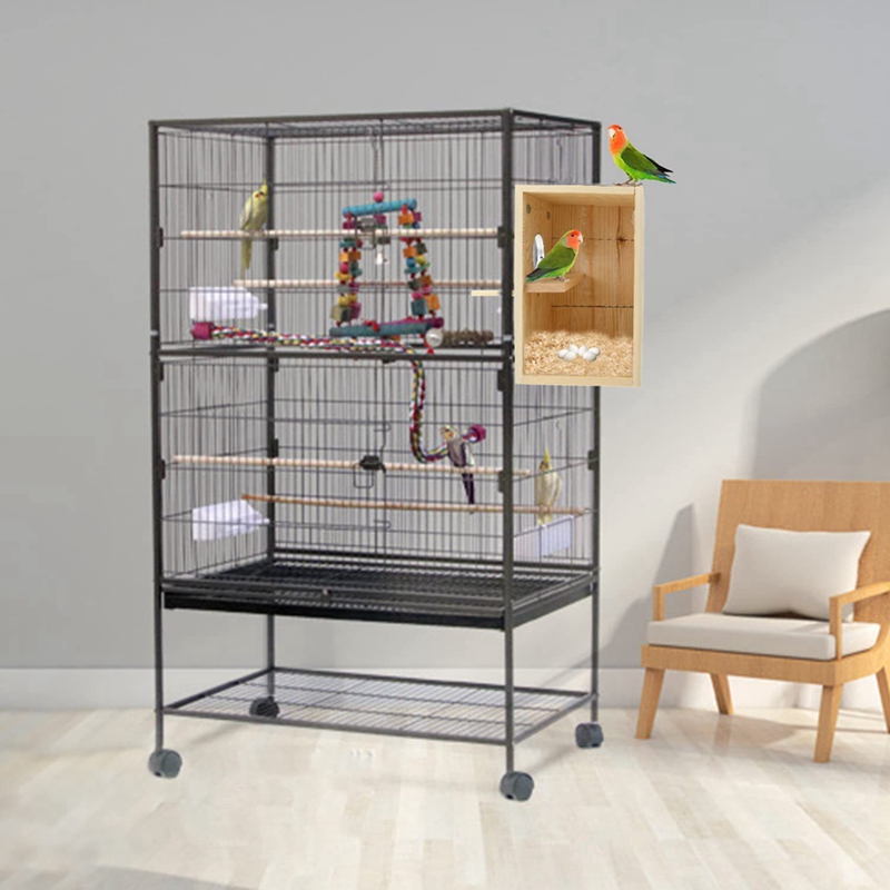 Wooden Nest Box Bird House Parrot Breeding Box Cage Can Hang Wooden Bird House Bird Feeder Easy To Use