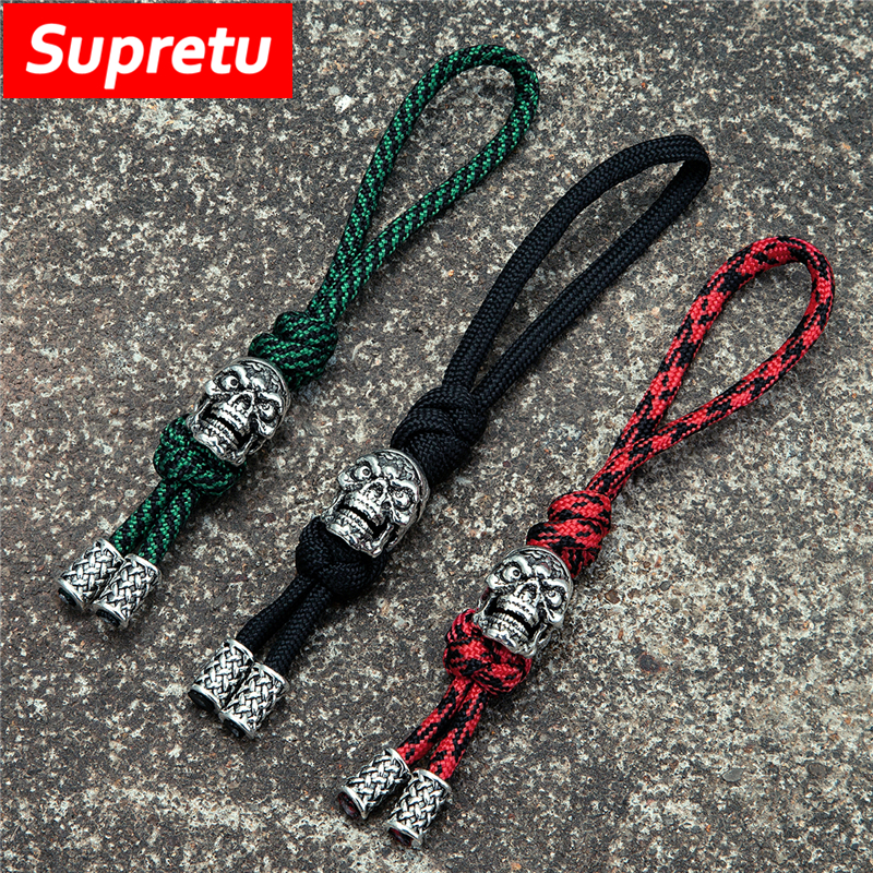 Viking Handmade Braided Rope Keychains Vintage Skeleton Men Women Metal Pendant Skull Accessories Keyring Fashion Jewelry Gifts