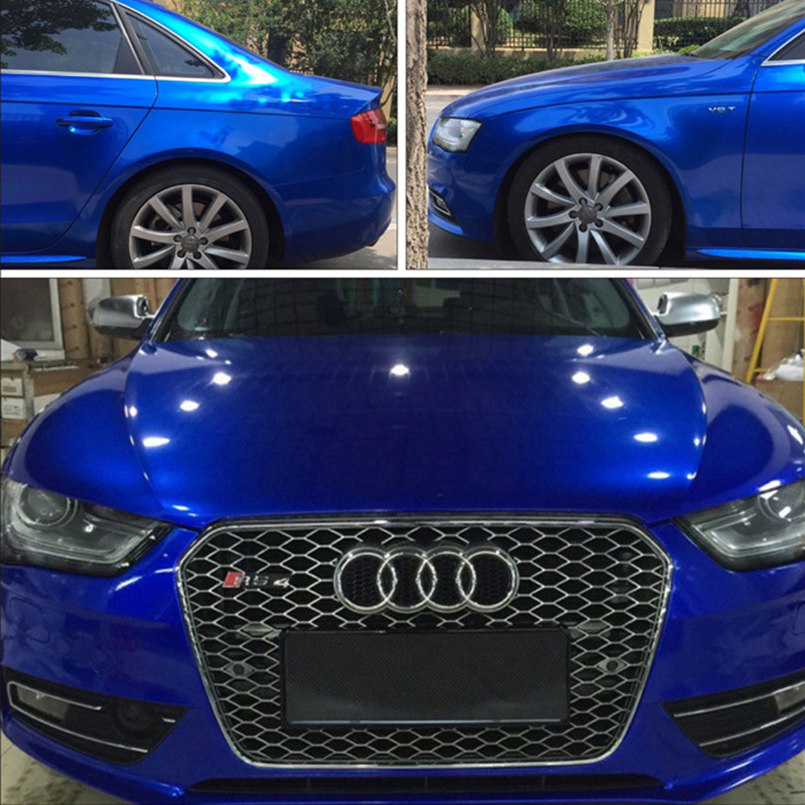 Top quality 10/20/30/40/50/60X152CM/Lot Blue Glossy Metallic Glitter Car Sticker for car wraps Glossy Candy Vinyl Film