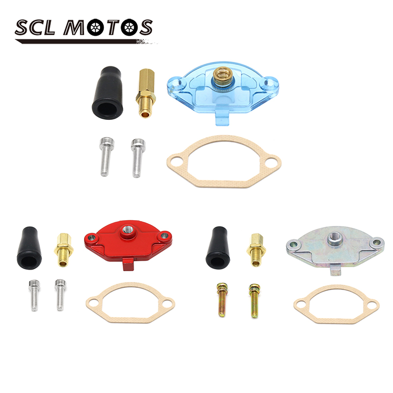 SCL MOTOS Carburetor Top Cover Fit for Keihin PWK 21-34 Carburetor Slide Cap Cable Adjuster Gasket Screw Carburateur Carb Parts