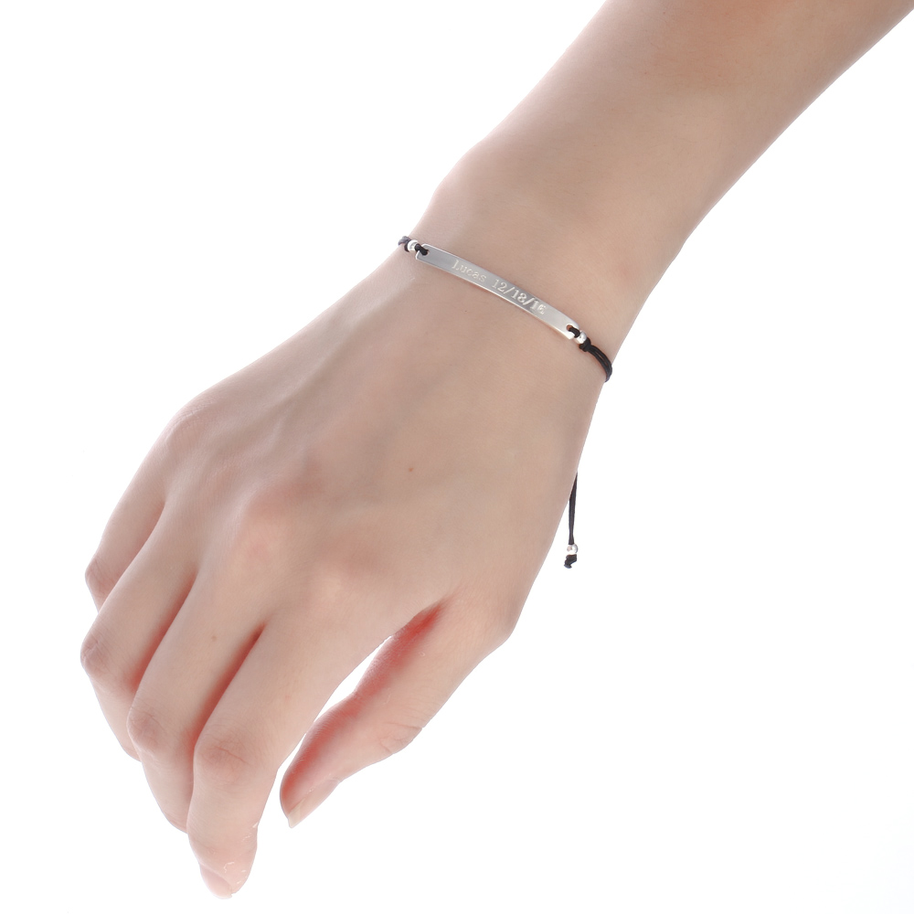 DUOYING 40*4 mm Bar Bracelets Rope Custom Name Bracelet Personalize String Bracelet Friendship Family Bracelets Jewelry forWomen