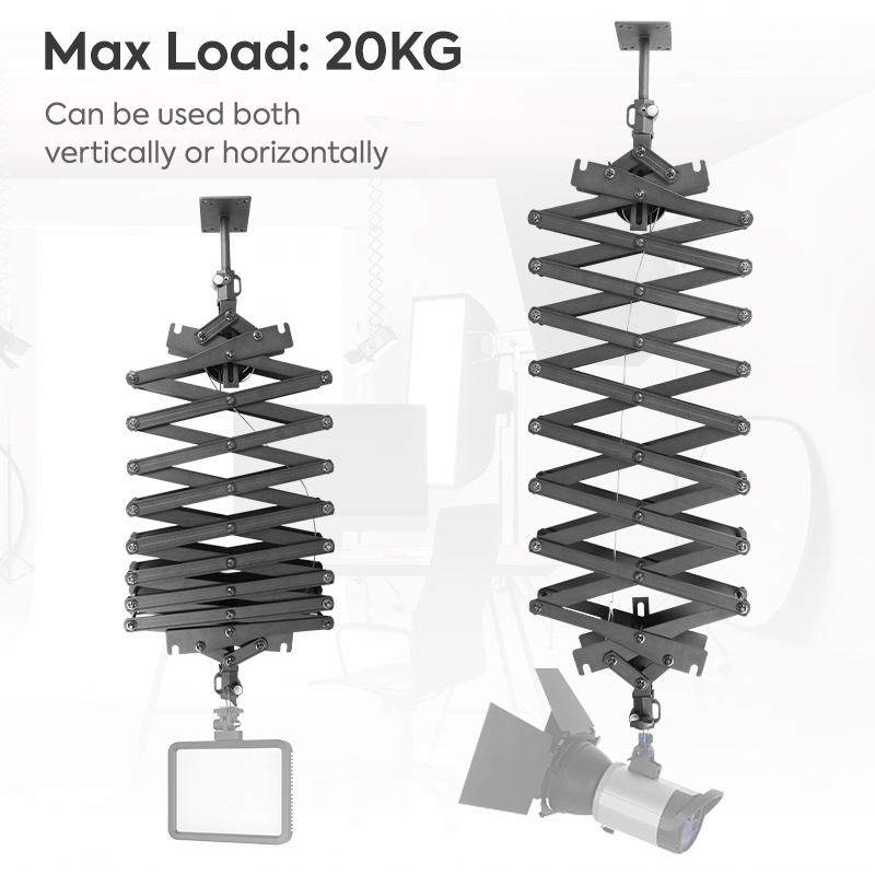 Max Length 78in/200cm Adjustable Photo Studio Wall Mount Boom Arm Bracket Ceiling Install For Ring Light Flash Photography Stand