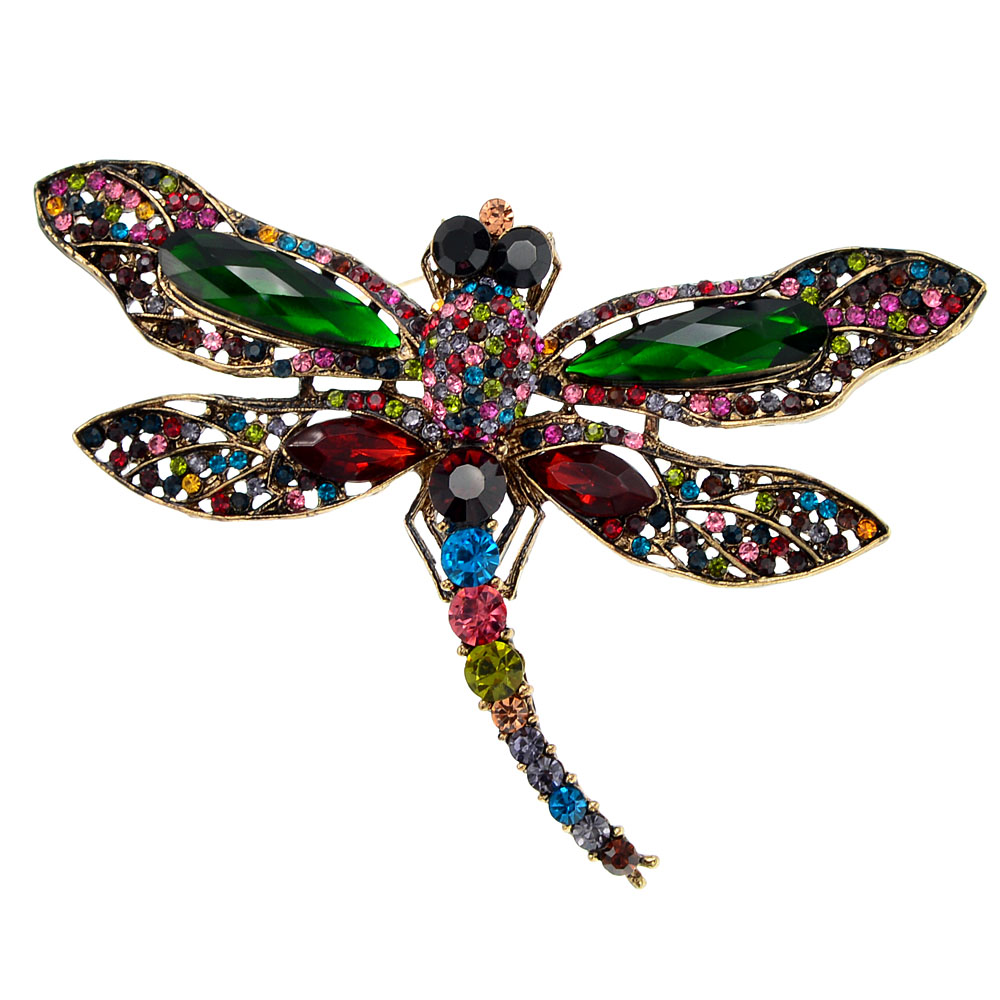 CINDY XIANG Rhinestone Large Dragonfly Brooches For Women Vintage Coat Brooch Pin Insect Jewelry 8 Colors Available Gift
