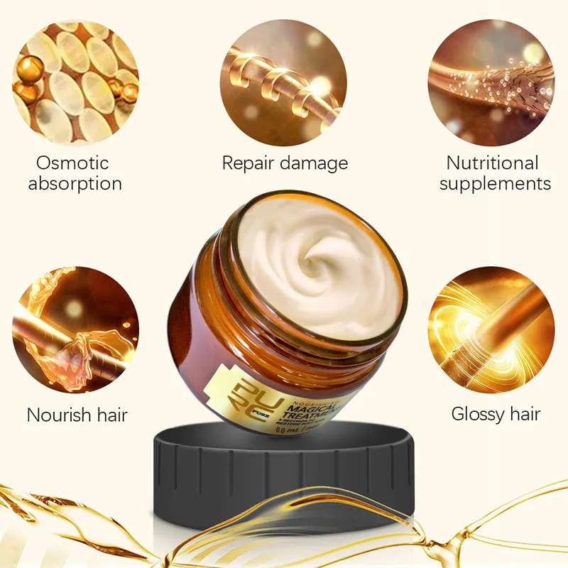 PURC Magical Keratin Hair Mask 5 Seconds Fast Repair Damaged Frizzy Soft Smooth Shiny Deep Nourish Straightening Hair Scalp Care