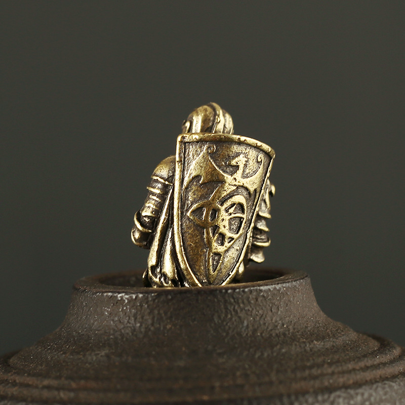 Vintage Brass Crusader Armor Knight EDC Paracord Beads Key Chain Keyrings Charms Pendants DIY Warrior Knife Umbrella Rope Bead