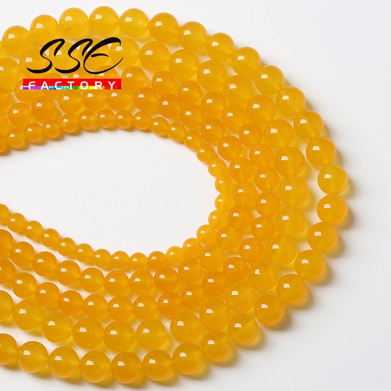 Natural Yellow Jades Beads Stone Round Loose Beads For Jewelry Making DIY Bracelet Necklaces Accessories 4 6 8 10 12mm 15"strand
