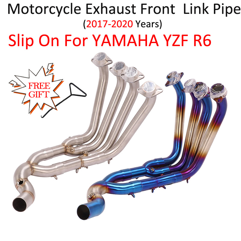 Slip On For Yamaha YZF R6 2017 2018 2019 2020 Motorcycle Exhaust System Escape Front Tube Link Pipe Connect Original Muffler