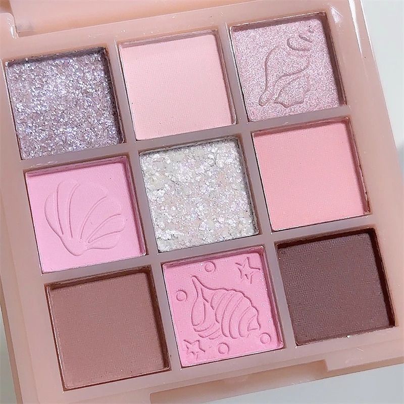 DIKALU Shell Nine Color Eyeshadow Plate Powder Purple Low Saturation Earth Blush High Light Lying Silkworm Compr 240624
