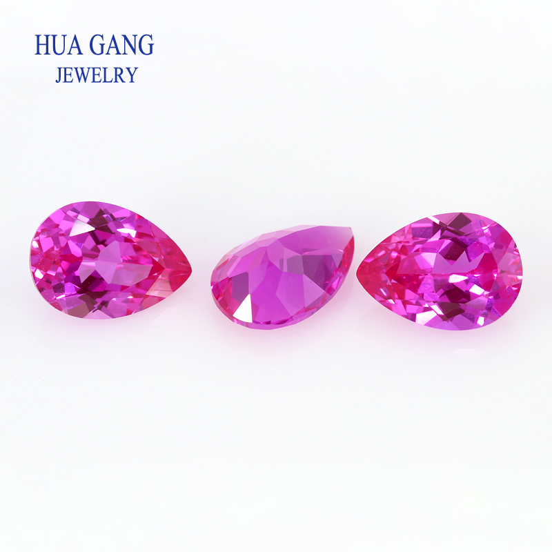 Big Size Pear Cut 3# Red Stone Natural Bottom Synthetic Corundum Gems Stone For Jewelry Wholesale Free Shipping