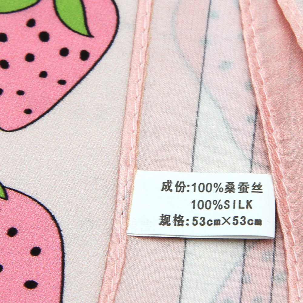 Pure Silk Bandana Women Handkerchief Strawberry Female Hair Scarf Company Gift Kids Natural Silk Square Headband Bulk Present