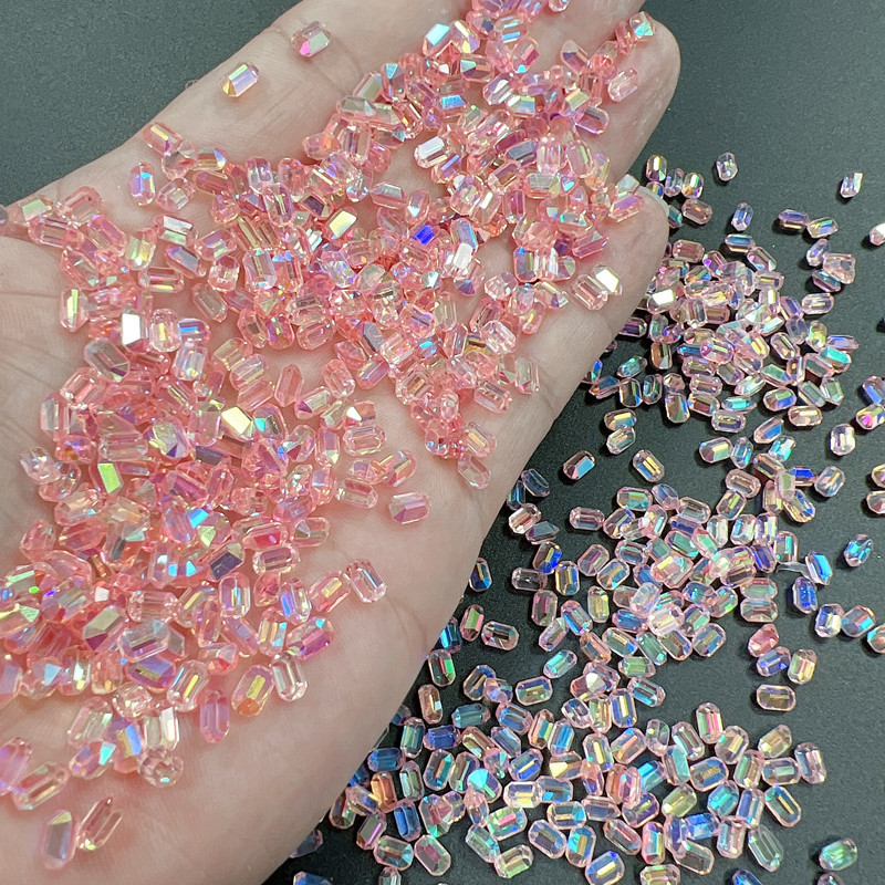50pcs 3D Aurora Sugar Cube Diamond Nail Art Charms Luxury Glitter Crystal Rhinestones Candy Design Nail Decorations Accessories