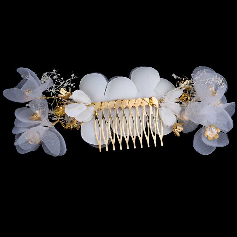 White Lace Flower Crystal Hair Combs Jewellery Bride Headpiece Tiaras de Noiva Women Head Jewelry Wedding Hair Accessories Crown