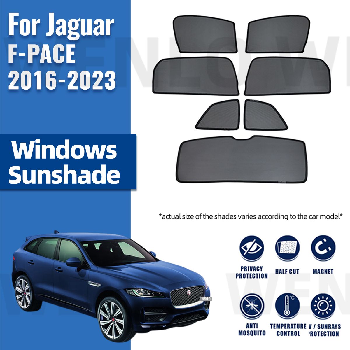 For Jaguar F-PACE X761 2016-2023 F PACE Car Sunshade Magnetic Front Windshield Frame Curtain Rear Side Window Sun Shades Visor