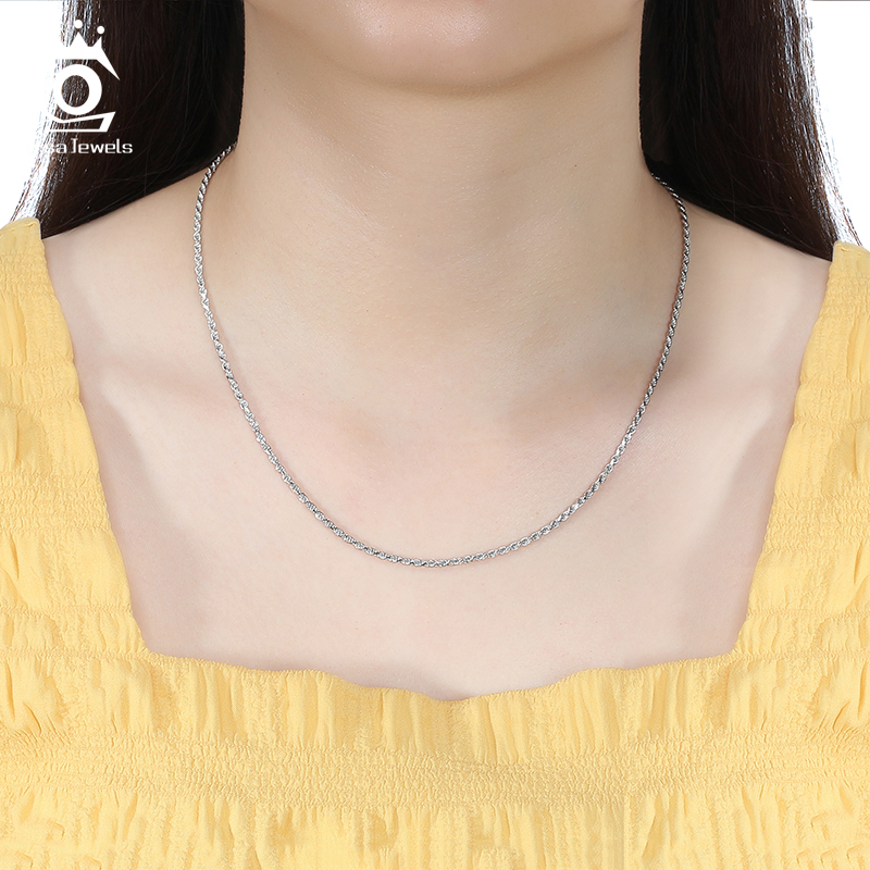 ORSA JEWELS 925 Sterling Silver Diamond-Cut Rope Chain Necklaces 1.2mm 1.5mm 1.7mm Neck Chain for Women Men Jewelry Gift SC29