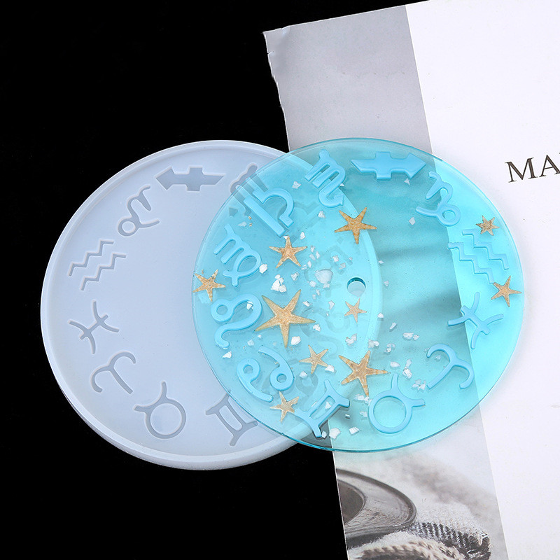 Clock Resin Crystal Drop Glue Mold DIY Handmade Twelve Zodiac Arabic Numeral Clock Mirror Silicone Mold Home Decoration Storage
