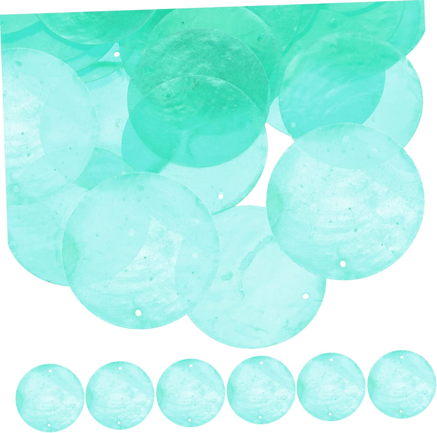 50PCs Shell Charms Beads for Music, Round Shell, Blue Earring, Flat Round Shells Beads, Wind Chime Manual, Decorative