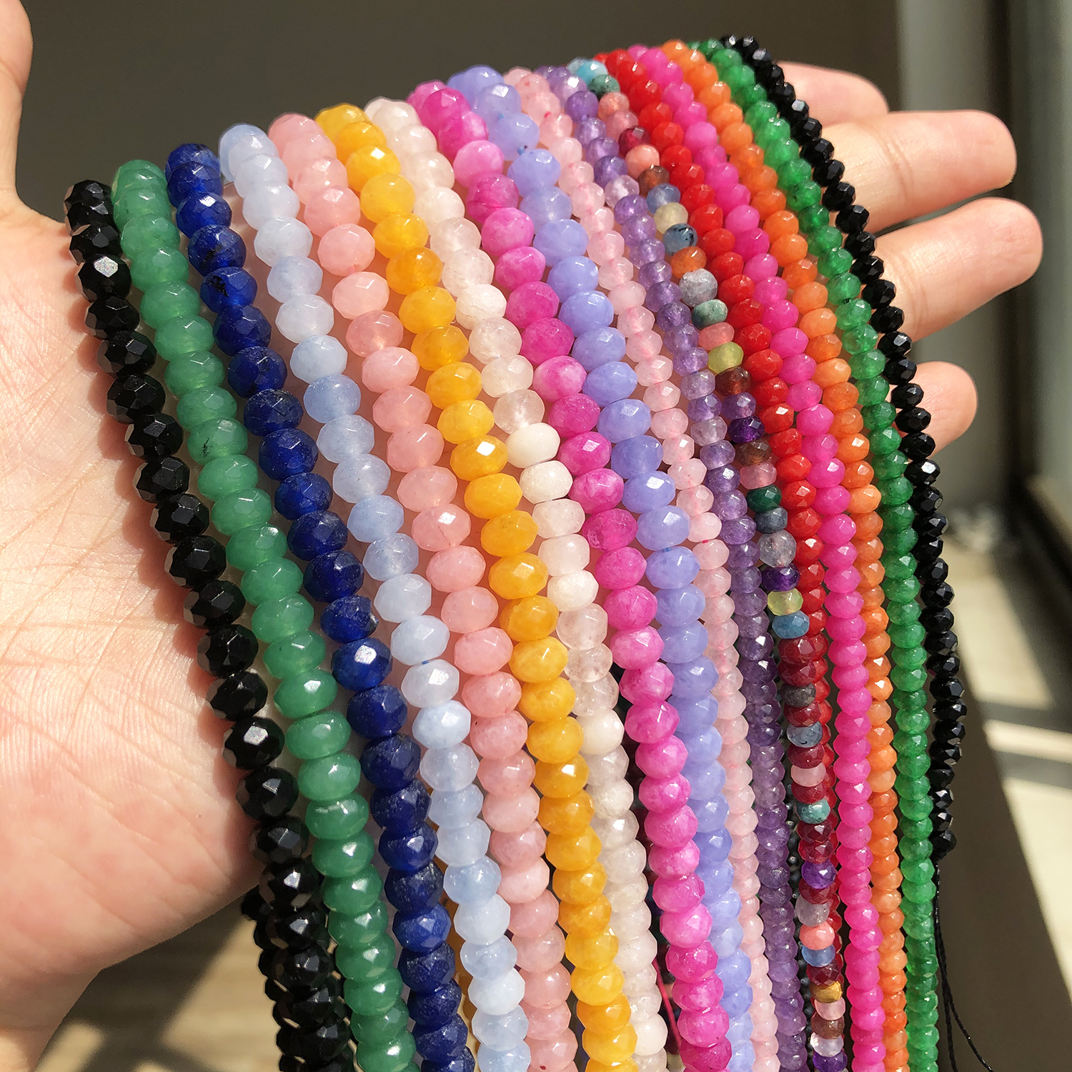 Faceted Multicolor Agates Stone Beads Natural Loose Rondelle Spacer Beads For Jewelry Making DIY Bracelet Necklace Earrings