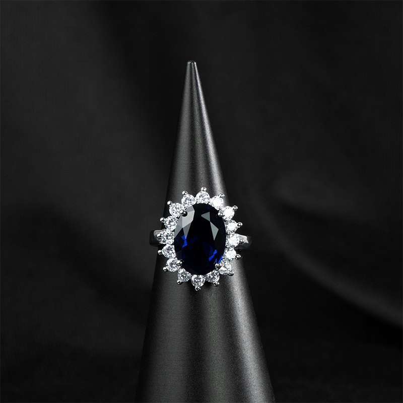 Cellacity classic 925 sterling silver ring for charm lady with oval shape sapphire paraiba gemstones 10*14mm wedding party gift