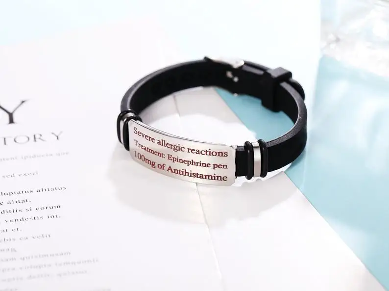 Personalized Medical Alert ID Tag Bracelet Sport Adjustable Bracelets Allergy ICE SOS Wristband for Men Woman