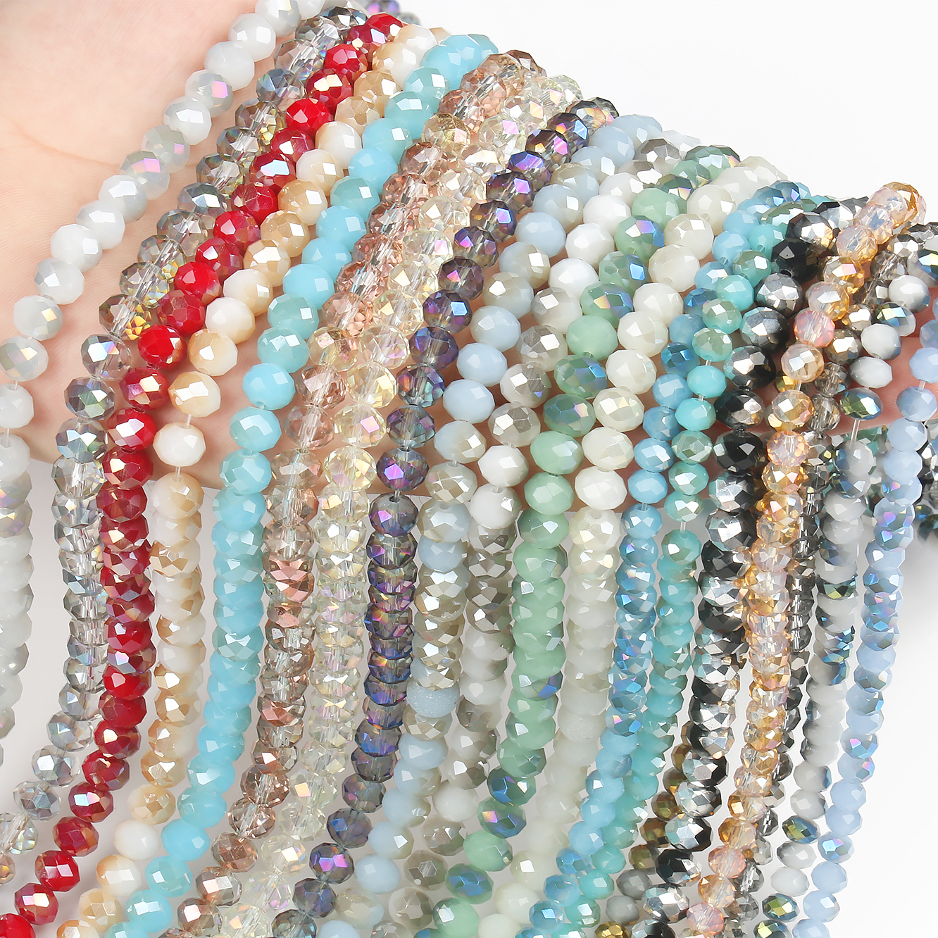 AB Clear Multicolor Austria Crystal Beads Round Rondelle Faceted Glass Loose Beads For Jewelry Making Accessories 3/4/6/8mm