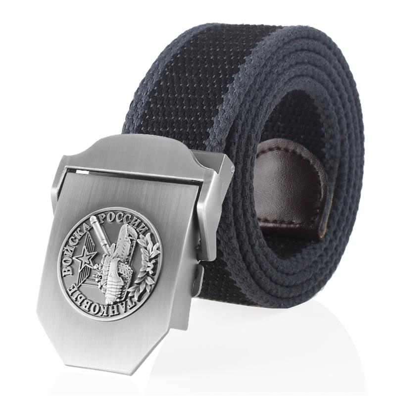 BOKADIAO Men&Women Canvas Belt Russian Tank Troops Metal Buckle Jeans Waistband Soviet Army Tactical Belt for Men Military Strap