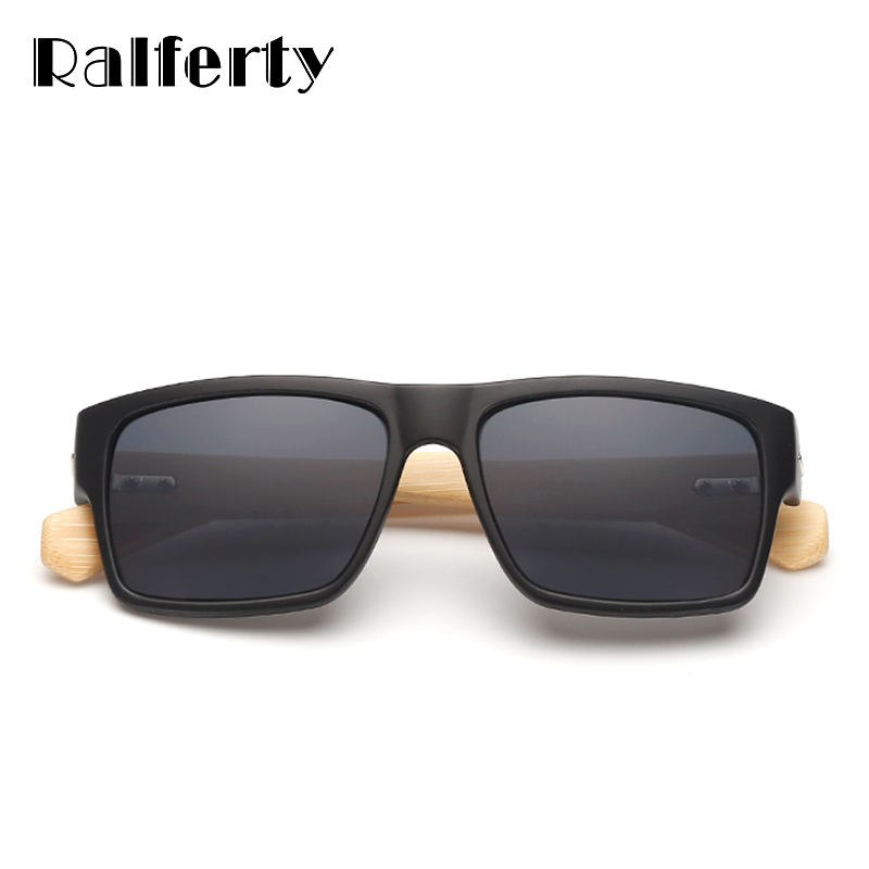 Ralferty Vintage Retro Black Handmade Bamboo Wood Sunglasses Men Square Sun Glasses For Men UV400 Outdoor Goggles lunettes Oculo