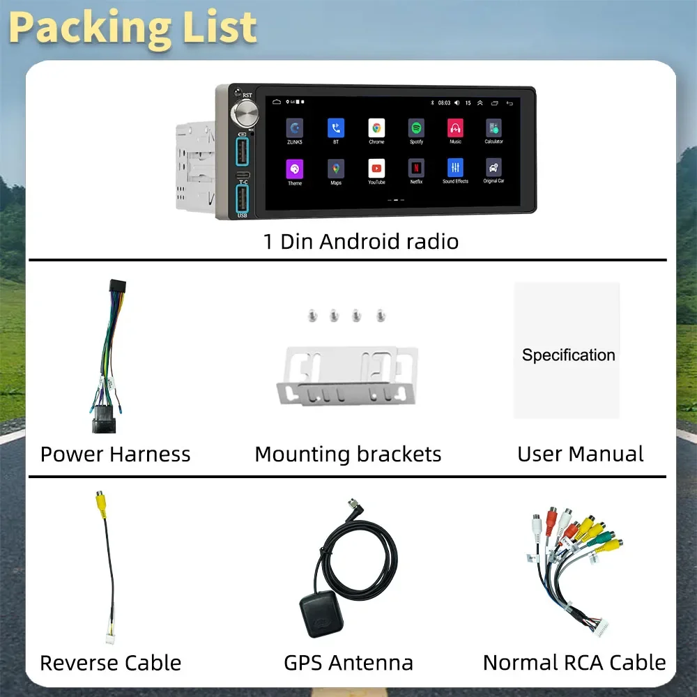 Carplay Autoradio 1 Din Radio Android Car Multimedia for Citroen C3 Picasso Tendance 2009-2017 Stereo Head Unit GPS Navigation