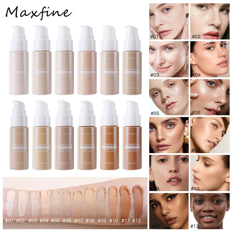 12 Color Matte Liquid Foundation Efficient Waterproof Sweat Proof Concealer Cream Light Thin Delicate Liquid Foundation Makeup 240621