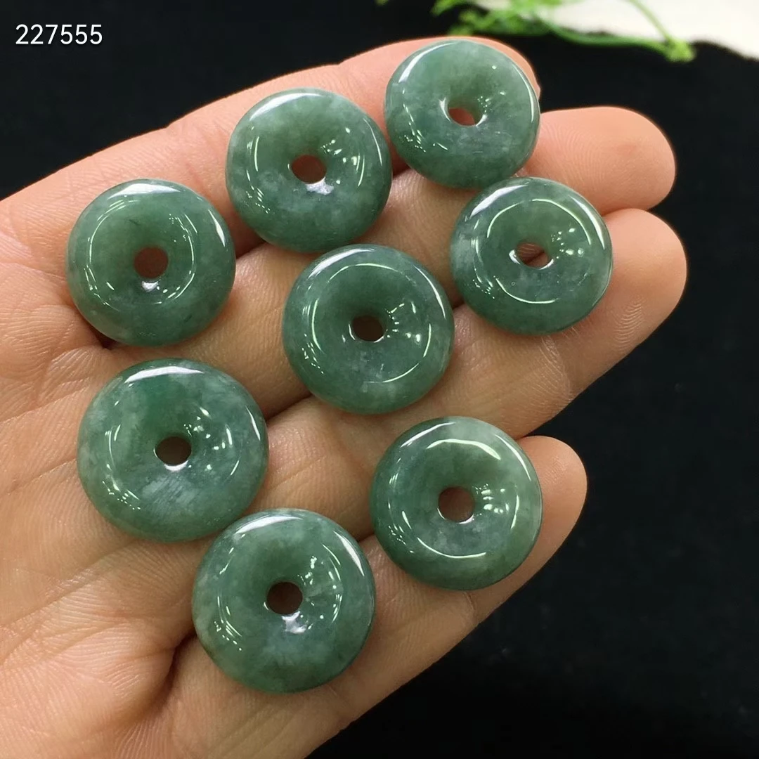 Genuine Natural Jade A Green Gemstone Pendant 15-18mm Necklace Round Donut Emerald Women Men Barrel Stone Jade Accessories DIY