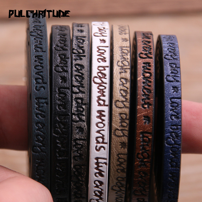 1Meter x 5mm Engraving Letters Love Leather Cord Rope Jewelry Findings Accessories Jewelry Making For Bracelet Diy Hand Made