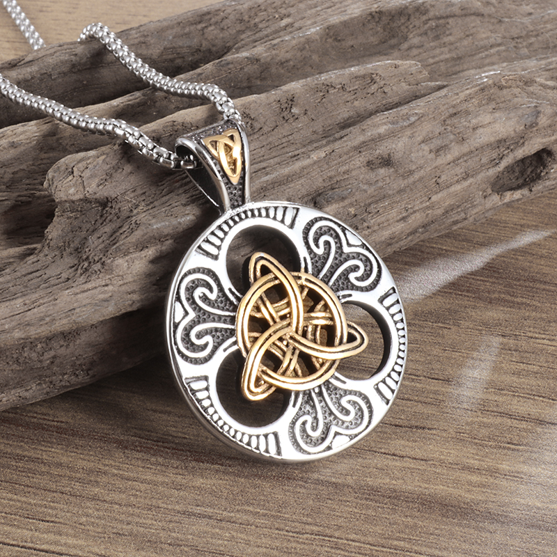 Vintage Celtic Knot Magic Reversible Pendant Nordic Irish Knot Trinity Necklace Men's Charm Nordic Jewelry Gift
